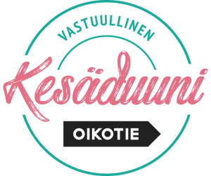 Logotyp med text på finska: "Vastuullinen kesäduuni, oikotie".