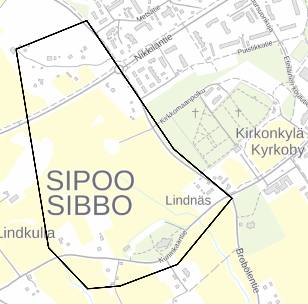 Karttakuva vesikatkon alueesta.